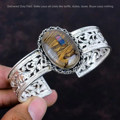 Nuevo brazalete de plata esterlina con ópalo etópico en piedra de ópalo de roca venta Black Friday Foto 1 de 4