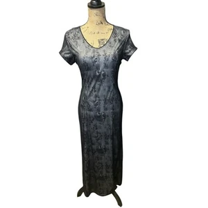 MY MICHELLE Vtg Style Y2K 90's Whimsigoth Grunge Maxi Long Dress Black Floral - Picture 1 of 11
