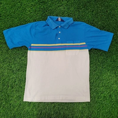 Polo Arrow Colorblock S/M 18x24 Rayas Recortadas Azul Blanco Foto 1 de 4