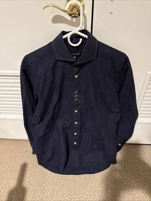 Bogosse Men's Long-sleeved Button Down Shirt Paisley Floral  Blue Size 4 - Image 1 of 4