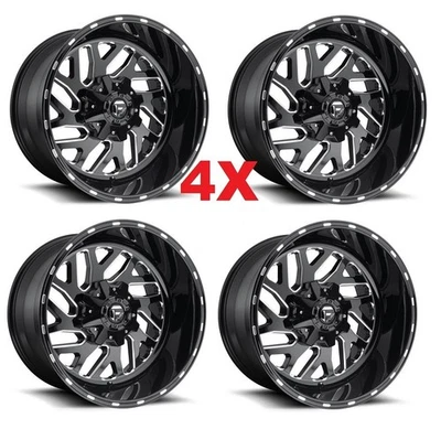 22X10 GLOSS BLACK MILLED FUEL TRITON D581 WHEELS RIMS - Image 1 of 4