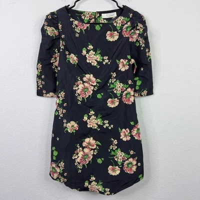 Snidel Dress Womens 1/M Black Floral Puff Sleeve Romantic Cottagecore Japanese - Image 1 of 4