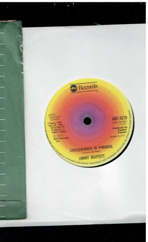 JIMMY BUFFETT CHEESEBURGER IN PARADISE 1978  7 INCH VINYL SINGLE Foto 1 de 1
