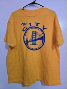 X-Large- The City Warriors Yellow NBA Hanes T-Shirt #E52e - Picture 1 of 3