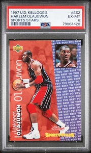 1997 Upper Deck Kellogg's Sports Stars SS2 Hakeem Olajuwon PSA 6 Finland Finnish - Picture 1 of 2