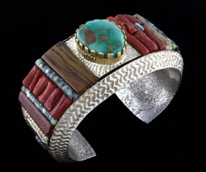 Hochwertiges natürliches Royston türkisfarbenes Armband mit erhöhter Kopfsteinpflastereinlage - Bild 1 von 5