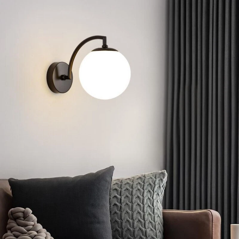 Indoor Wall Lamp Bedroom Home Wall Light Glass Wall Lighting Black Wall Sconce - Image 1 of 4
