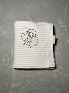 Lil Lama Wende Baby Decke Schaf Lamm rosa weiß Streifen Herz Jersey Strick - Bild 1 von 7