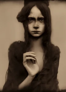 ACEO e9Art vintage photography art girl woman odd surreal portrait freaky OOAK - Picture 1 of 2