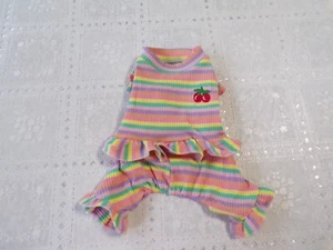 dog pajamas,stretchy,sweet stripes,cherries,ruffled waist, XS *(read details ) - Picture 1 of 6