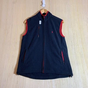 VTG Polo Ralph Lauren Vest Youth Large Black Sleeveless Boy's Full Zip Up Y2K - Picture 1 of 14