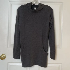 Atheleta Girl Size XL/14 Hooded Tunic Front Pockets Thumb Hole Sleeves Gray - Picture 1 of 9