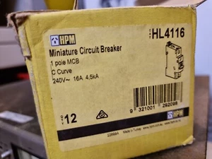 12x HPM HL4116 Miniature Circuit Breaker 1 Pole MCB 240V 16A - Picture 1 of 2