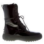 Tod's Women Shoes W.G. Laced Boot Black Semi-Shiny Leather Xxw09j0gn20gyub999