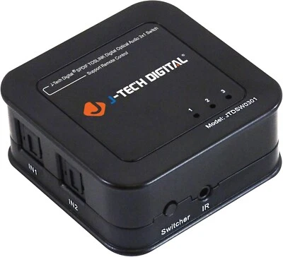 J-Tech Digital Premium Quality SPDIF TOSLINK Digital Optical Audio 3x1 Switch - Image 1 of 3