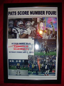 New England Patriots 28 Seattle Seahawks 24 - 2015 Super Bowl - framed print - Picture 1 of 2