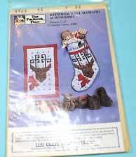 Reindeer wall hanging & Christmas stocking pattern vtg 80's