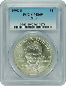 1998-S PCGS MS69 RFK Dollar Commemorative (Faded Label) - Picture 1 of 1