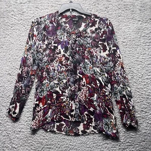 Lucky Brand Top Damen klein transparent Boho Blumen bunt Langarm Bluse - Bild 1 von 9