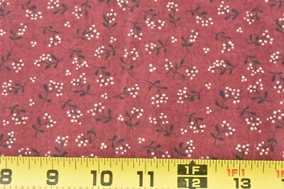 Edredón de algodón 13" largo, negro y tostado floral sobre borgoña, Cranston, Leslie Beck, V34 Foto 1 de 4