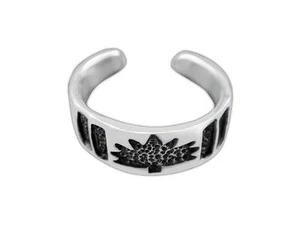 925 Sterlingsilber Ahornblatt Blume oxidiert verstellbar rosa Zehen Fußring - Bild 1 von 2