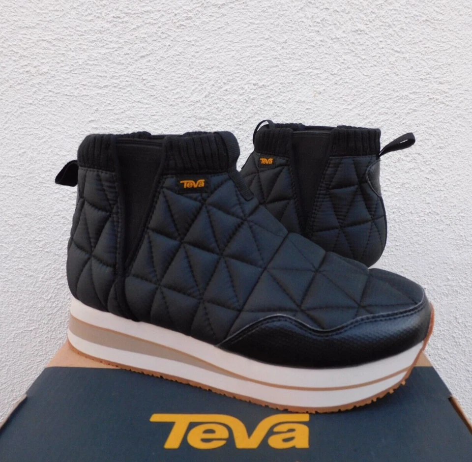 Teva Women Slip On Ankle Booties ReEmber Mid Platform Size US 7 Black Woven