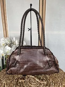 Furla brown leather vintage bag handbag woven handles - Picture 1 of 24