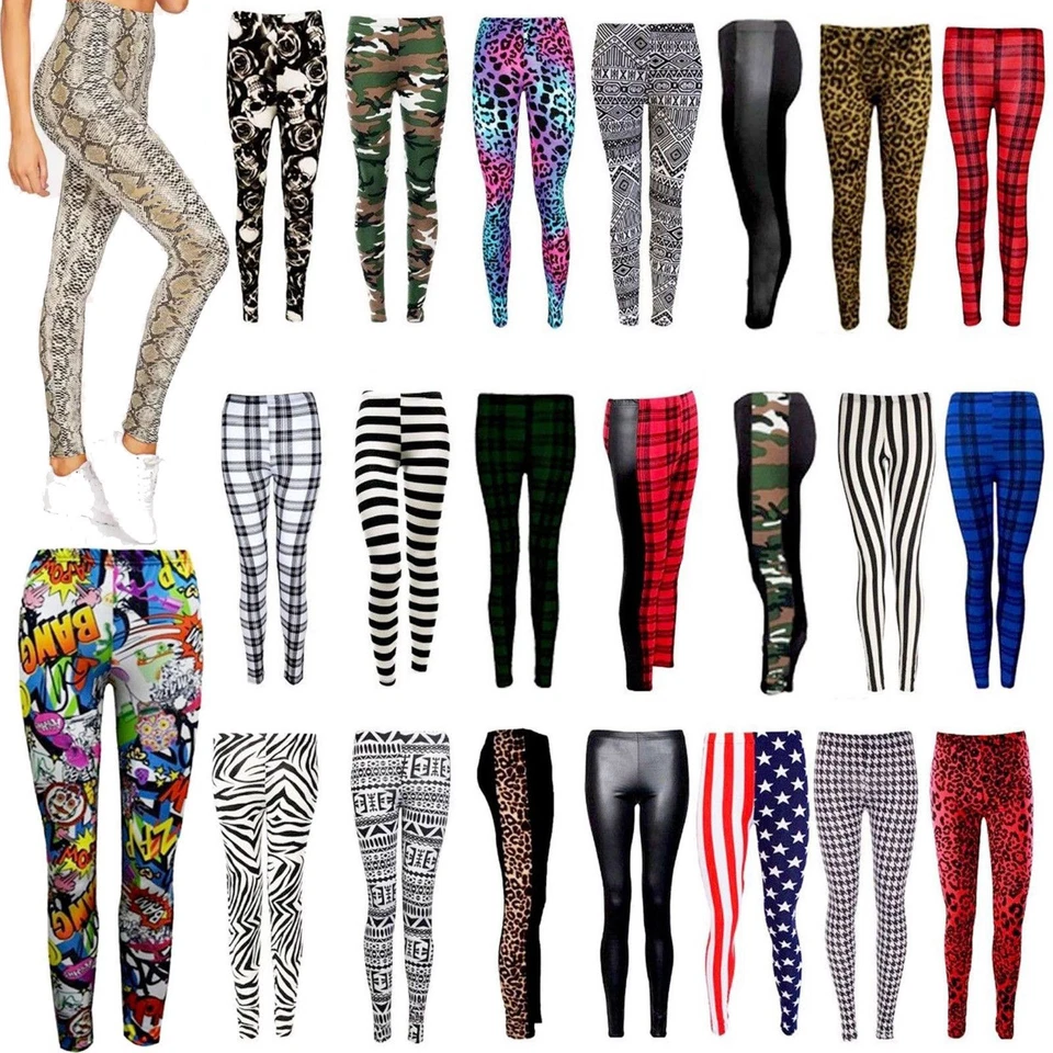 Womens Multi Print Full Length Ladies Stretch Legging Pants Jeggings Plus Size - Image 1 of 1