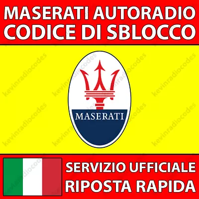 ✅MASERATI RADIO CODICE DI SBLOCCO GHIBLI GRANCABRIO GRANTURISMO QUATTROPORTE✅ - Immagine 1 di 4