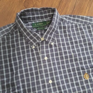 Lauren Ralph Lauren Blue Plaid Short Sleeve Button Up Shirt Men's XXL - Picture 1 of 7