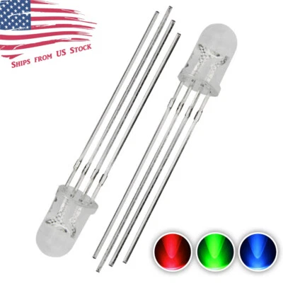 ENVISTIA 10pcs 5MM 4pin Common Anode Diffused RGB Tri-Color Red Green Blue LED Diodes US