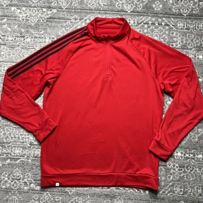 Camiseta Pulôver Adidas Golf 3 Listras Quarto Zíper Masculina Média Vermelha Preta Esportiva - Imagem 1 de 4