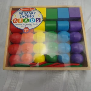 Melissa & Doug Primario Allacciatura Perline Legno Giocattolo Educativo Età 3+ #544 Set - Foto 1 di 9