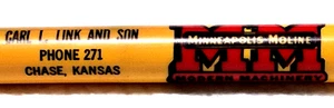 "MINNEAPOLIS-MOLINE *Carl L. Link & Son* Ph.271*Chase, Kansas" funktionstüchtig? Bleistift - Bild 1 von 16