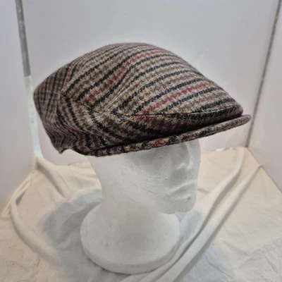 Feinion Vintage Style Plaid Newsboy Cap Wool Blend Fitted Sz 7 5/8 - 7 3/4 - Image 1 of 4