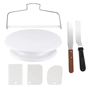 7Pc Cake Making Tools Kit for Decorating Include Plastic Rotating Cake Turntable - Picture 1 of 22