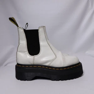 Stivali Dr Martens 2976 Quad Chelsea platform bianco pelle liscia donna taglia 5 - Foto 1 di 9