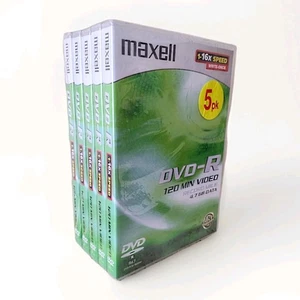 5 x Maxell DVD-R 16x Capacity 4.7GB Recordable 120 Min Blank DVD Discs in CASES - Picture 1 of 1