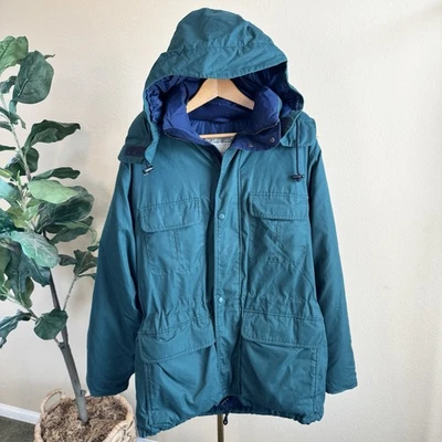 VTG Eddie Bauer Goose Down RidgeLine Jacket Mens M Green Hood Parka Heavy Puffer - Image 1 of 4