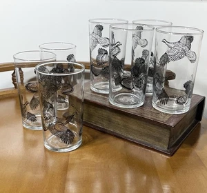 Vintage Libbey Bobwhite Quail + Geese Drinking Glasses - Set of 7 Glass Cups - Picture 1 of 7