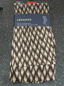 M&S Leggings Printed High Waisted 'StayNew' 12R Bitter Chocolate BNWT - Picture 1 of 1