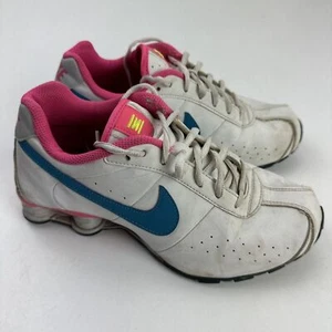 Nike Shox Tenis Zapatos Juveniles Talla 6.5 Blanco Azul Rosa 309711-146 - Imagen 1 de 10