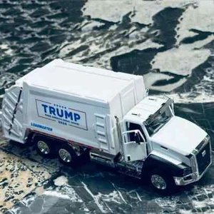 Camión de apoyo de basura President Trump MAGA escala 1:50 metal fundido a presión - Imagen 1 de 8