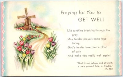 Unposted Greeting Postcard - Praying for you to Get Well - Art Print - Image 1 of 2