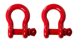 2x 7/8" Red Bow Shackle D-Ring Zinc Plated w 1" Clevis Screw Pin 14000 lbs Tow - Picture 1 of 14