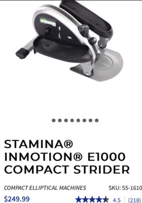 Máquina elíptica Stamina In Motion E1000 Compacta Piernas Cardio Entrenamiento Strider Foto 1 de 4