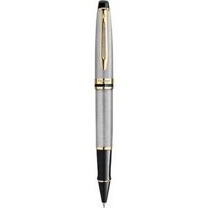 Waterman Expert Stainless Steel With 23K Gold Trim Rollerball Pen - Picture 1 of 3
