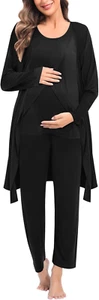 Maternity Nursing Robe Set 3 PCS Postpartum Breastfeeding Pajamas Hospital Pregn - Picture 1 of 12