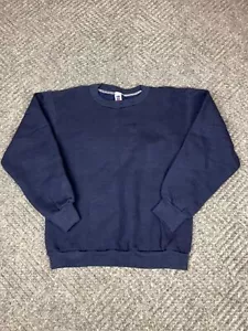 Vintage Russell Sweatshirt Crewneck Youth Large Blue Pullover NOS Deadstock - Picture 1 of 11