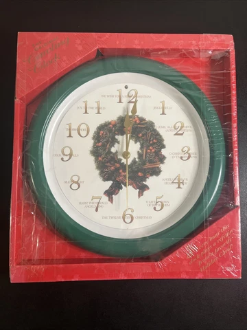 The Original Caroling Wall Clock Christmas Wreath Musical 13” Cover